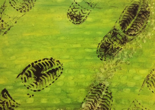 Footprints Steps Human Landscape Painting Artwork